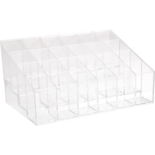 24-Slot Clear Acrylic Trapezoid Makeup Lipstick Display Stand Storage Rack Holder Cosmetic Organizer Craft Supplies Party Gifts