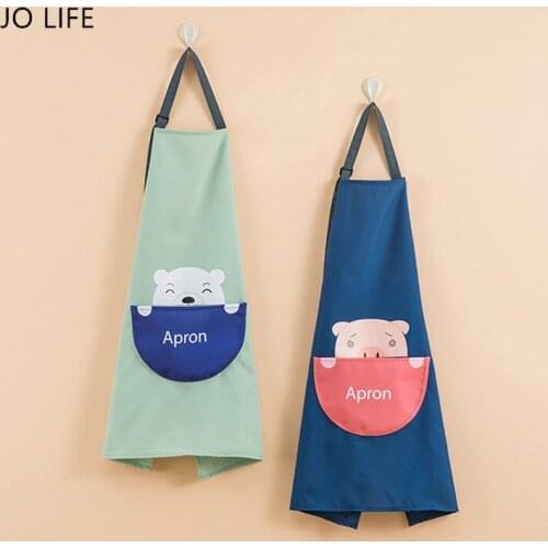 JO LIFE Cartoon Adjustable Apron Phone Pocket Waterproof Anti-Dirt Kitchen Accessory