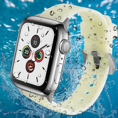 Watch Strap For Apple Watch Series 4 5 40/44mm Luminous Sport Watchband Soft Rubber Band For Apple Series 3 2 Wrist Bracelt