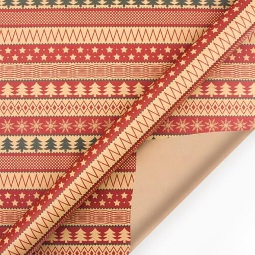 27RE 50x70cm Retro Christmas Element Gifts Wrapping Paper DIY Handmade Present Packing Kraft Wraps for Xmas Party Holiday