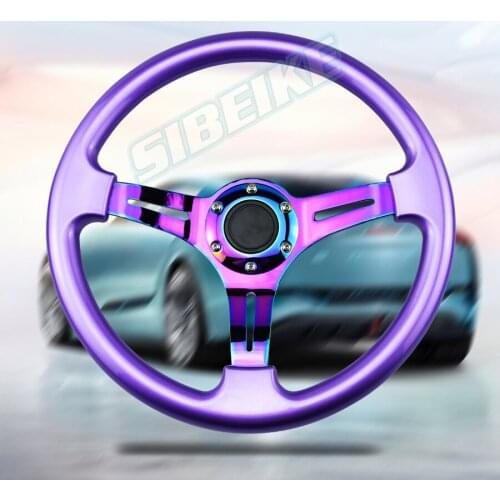 ABS Steering Wheel Universal Racing Auto Modified Steering Wheel Neo Chrome Spoke Racing Steering Horn Button