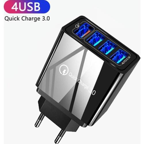 4USB EU Plug USB Charger QC 3.0 For Phone Adapter for phone Tablet Portable Wall Mobile Charger Fast Charger