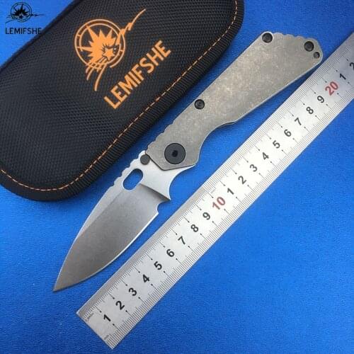 LEMIFSHE SMG Folding Knife D2 blade Titanium Nudist/Pits/CF handle Copper washer kitchen outdoors hunting utility Knives Tool