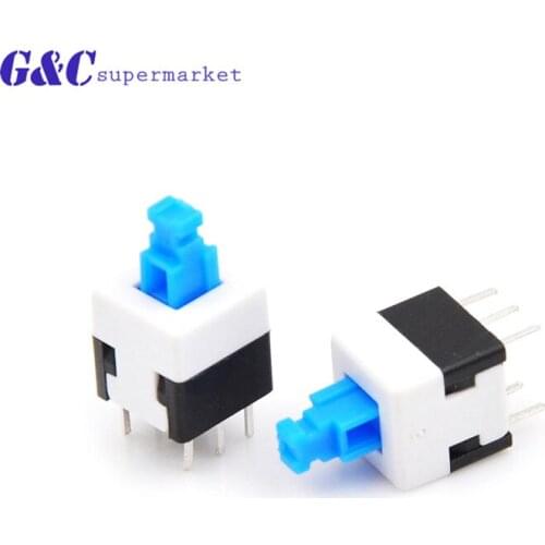 10PCS Tactile Push Button Switch 7X7/8X8mm Cap 6Pin Square Self-locking/no Lock DIP diy electronics