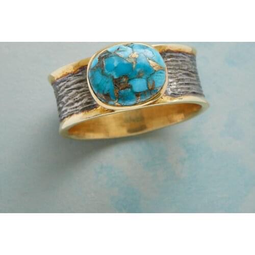 Vintagenatural gem Turquoise Ring anniversary gift birthday party Engagement Wedding Jewelry US Size 6-13