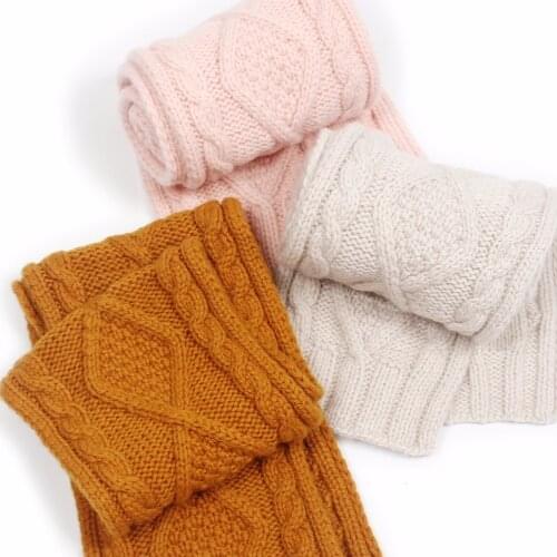 Vintage pattern hand-woven 100% white cashmere wool around the baby scarf children long collar