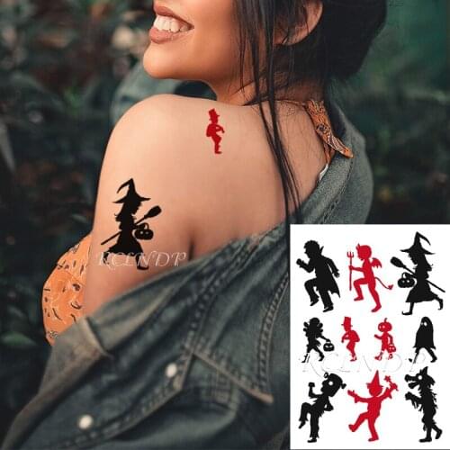 Waterproof Temporary Tattoo Sticker Cartoon Halloween Design Big Body Art Flash Tatoo Fake Tatto Stickers for Kids Men Women