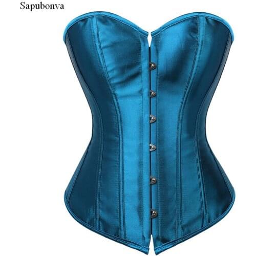Sapubonva Overbust Corset Plus Size Sexy Corselet Corsets and Bustiers Tops Red Black Pink Purple White Gothic Lingerie Women