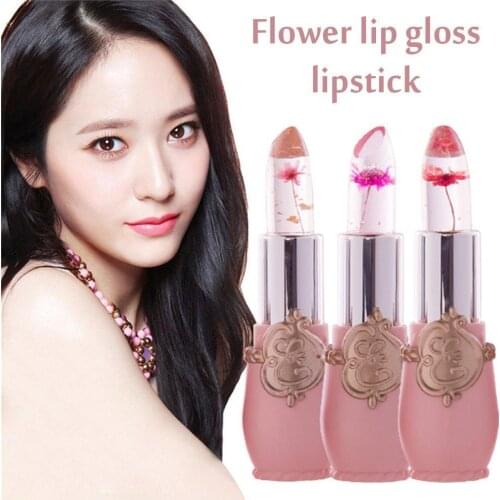 1pcs Fashion Creative Jelly Flower Lipstick Long-lasting Moisturizing Lipstick Makeup Temperature Color Change Lip Balm Cosmetic