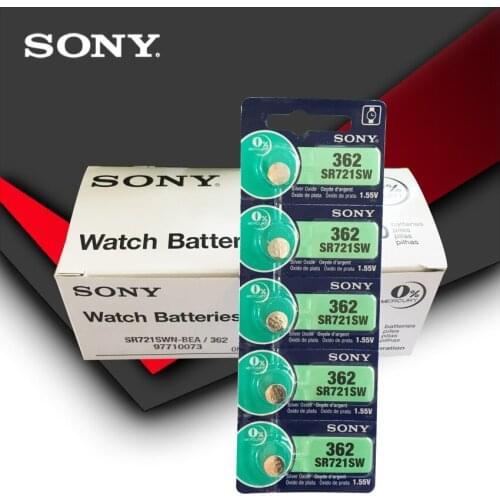 100pc Sony 100% Original 362 SR721SW V362 GP62 AG1 1.55V Silver Oxide Watch Battery SR721SW 362 Button Coin Cell MADE IN JAPAN