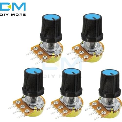 5PCS WH148 Rotary Potentiometer B1K 5K 10K 20K 50K 100K B500K Ohm Linear Taper 3 Pin Potentiometer With Blue Caps For Arduino