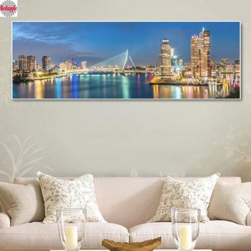 Full Square/Round Drill 5D DIY Diamond Painting"Rotterdam skyline"pattern diamond Embroidery city view Cross Stitch Home Decor