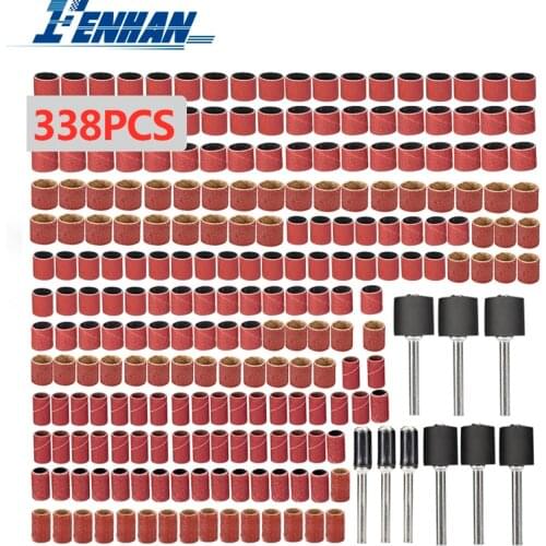 Drum Sanding Kit 338pcs 80 120 320 Grit Sanding Bands Set with 2.35/3.175mm Shank Mandrels for Dremel Rotary Tools Sandpaper
