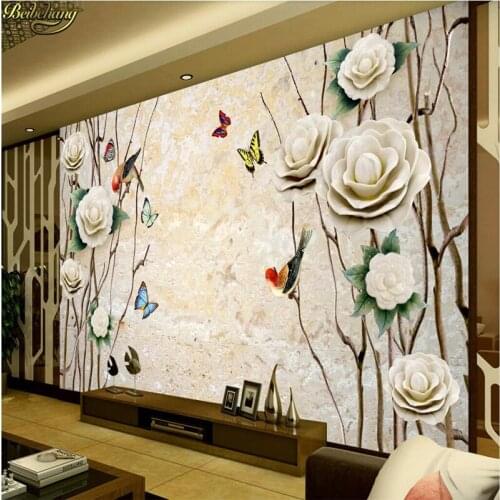 Beibehang Custom Photo Wallpaper Large Mural 3D Anaglyph Rose Modern Simple European TV Background Wall papel de parede