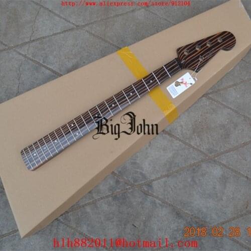 Free shipping new Big John 5 strings electric bass guitar zebra wood neck without hardware F-3415