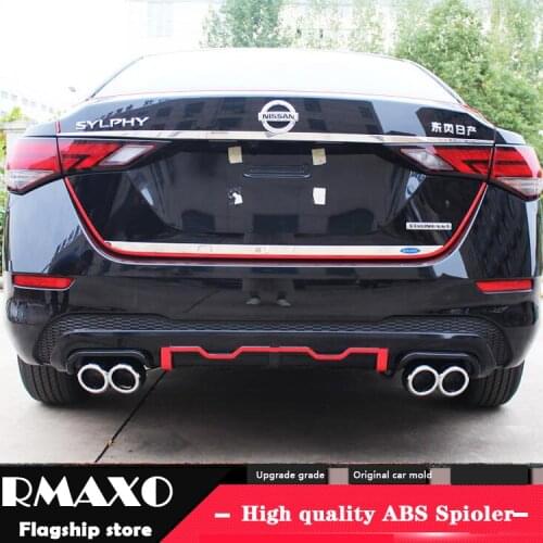 For Sentra SYLPHY Body kit spoiler 2020-2021 For Nissan Sentra ABS Rear lip rear spoiler front Bumper Diffuser Bumpers Protector