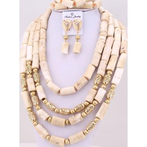 Dudo Women Jewelry Set Luxury Statement White Necklace Set Original Coral Beads 2021