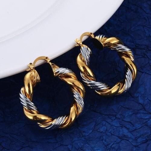 Ethiopian Two Tone Twisted Hoop Earring Exquisite Women Fashion Earrings Charm Jewelry