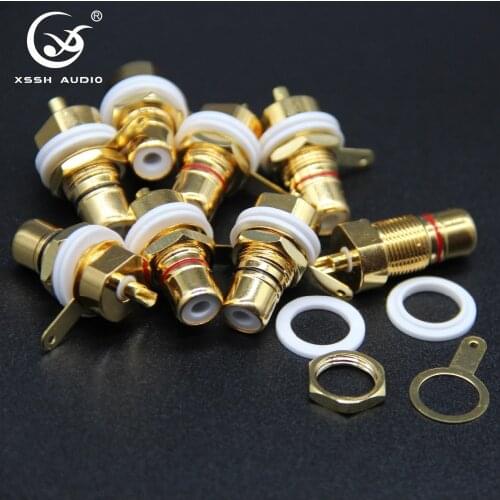 Female RCA Socket YIVO HIFI XSSH Gold Plated female RCA chassis connector 8mm Audio Jack Plug Terminal electric Socket Connector