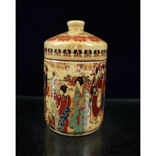 Elaborate Porcelain Hand Painting Kimono Woman Jar Crafts Home Decoration