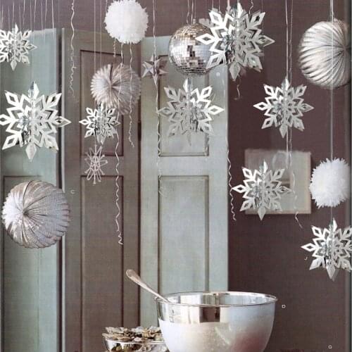 Cardboard 3D Snowflake Ornaments 6-piece Set Snowflake Paper Garlands Ornament Fake Snow Winter Decorations for Home