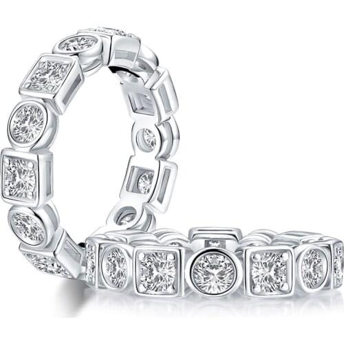 Trendy 100% 925 Sterling Silver Created Anniversary Rings For Women Pass Diamond Test Elegant Party Jewelry Fine Jewelry Gift