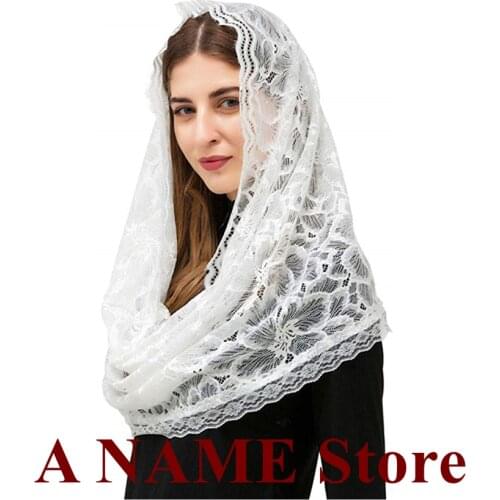 Black Ivory Round Women Lace Mantilla Catholic Vintage Veils for Church Headcovering Wrap Velos Novia Negra Voile Mantille 11705