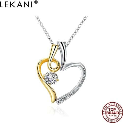 LEKANI Heart Pendant Necklaces For Women Sweet Hollow Color Separation Czech Drill Necklace Romance Wedding Girl Fashion Jewelry