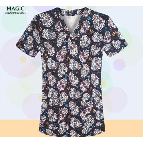 Cartoon Printing Pet Grooming Doctor Work Clothes Doctor Tops Medical Surgical Uniforms Hospital Operating Room Scrubs Overalls