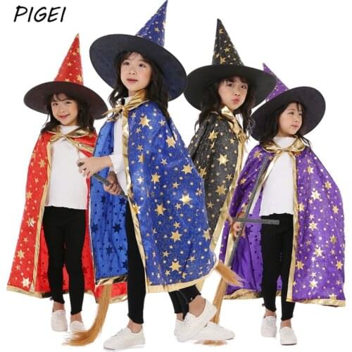 Dark Magician Costume Cloak Manteau Top Coat Cosplay Costumes Pentagram Capes Robes Hat Cap Beanies Cloak for Kids Halloween