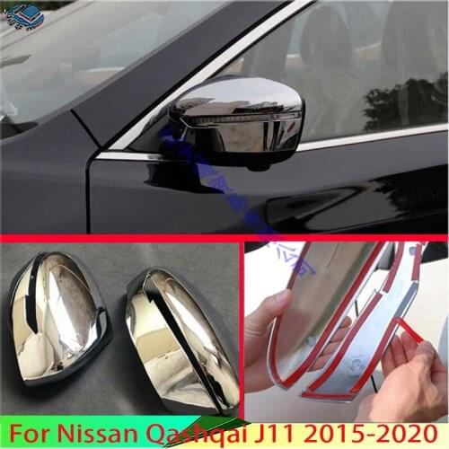 For Nissan Qashqai 2018 2019 ABS Chrome Door Side Mirror Cover Trim Rear View Cap Overlay Molding Garnish