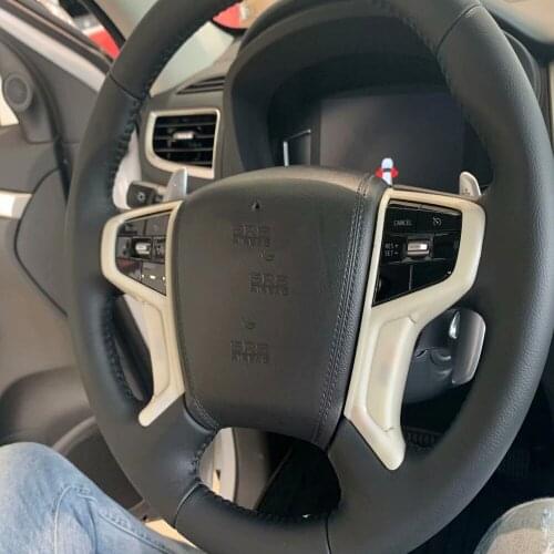 For Mitsubishi Pajero Sport Montero Sport 2019 2020 Carbon Fiber Interior Car Steering Wheel Cover Sticker Trim Accessories