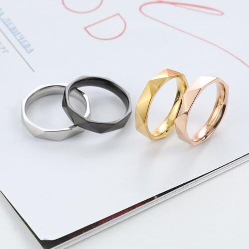Stainless steel 4mm personality ornament batch flower irregular ground diamond titanium steel ring couple ring