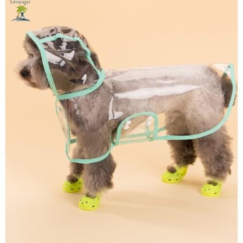 Pet clothes transparent clear Dog Raincoat xs pink Waterproof Dog Rain jacket coat poncho with hood for small and large dog
