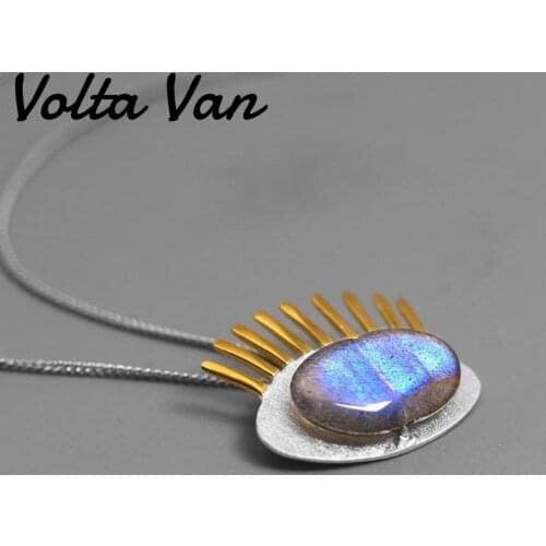 Volta Van 925 Sterling Silver Women Pendant Necklaces Labradorite Eyes 2021 New Trendy Jewelry Fashion Necklace Random Color