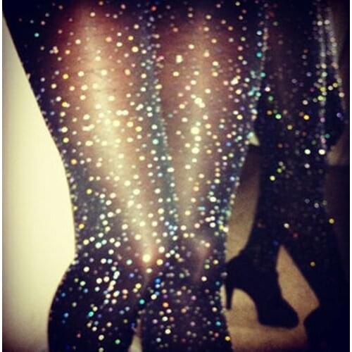 Sexy Diamond Womens Lady Girls Black Sexy Fishnet Pattern Jacquard Stockings Rhinestone Pantyhose Tights Styles Woman tt046