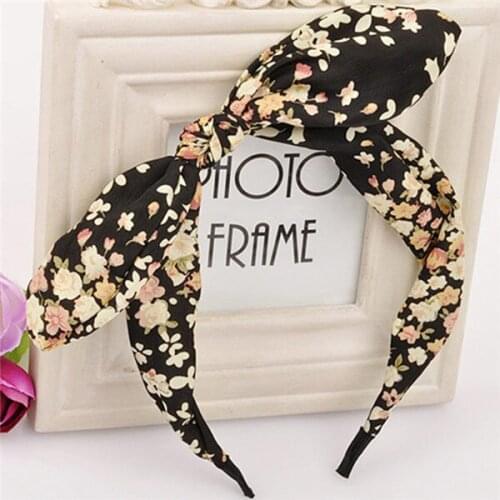 Boho Print Floral Rabbit Ear Hairbands Sweet Cute Bow Headhoop Headband For Women Girls Fashion Fabric Hair Accessories Jewelry