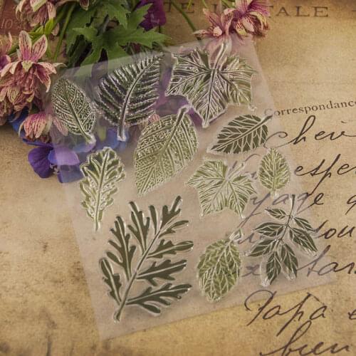 1Pcs Transparent Photo Album Decor TPR DIY Scrapbooking Clear Stamp Card Making Decorative Paper Card Crafts Leaf Stamps