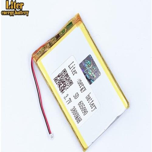 Plug 1.25-2P Lithium Battery 3.7V 3800mah 605090 high density flat lipo lithium polymer battery e-books GPS PDA li ion battery