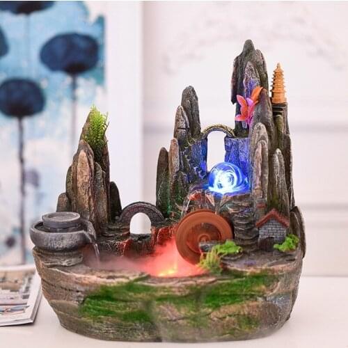 Rockery fountain, desktop fish tank, Feng Shui humidifier, home decoration crafts