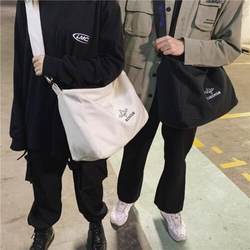 South Korea Ins Net Red Canvas Bag Printed Canvas Bag Simple Wild One-shoulder Messenger Bags