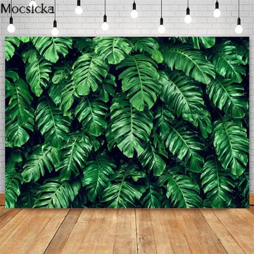 Tropical Green Leaves Safari Birthday Backdrop Boy and Girl Birthday Party Decoration Backgrounds Photographs Photo Studio