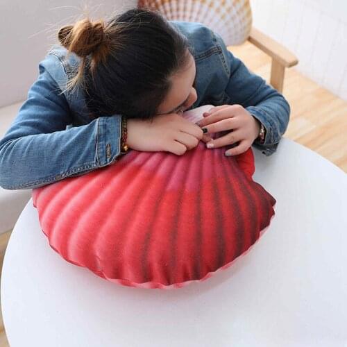 Creative soft sea shell cushion plush washable stuffed pillow linen material chair or sofa back cushion as home decoration