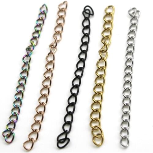30pcs 3x4mm Stainless Steel Bracelet Extension Tail Chain Bulk Necklace Extender Chains Clasp Connector for DIY Jewelry Making