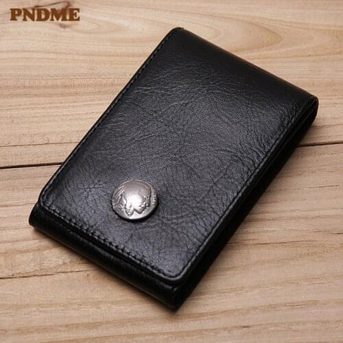 Vintage real cowhide men card bag genuine leather large-capacity bank card business card holder multi-card drivers license bag