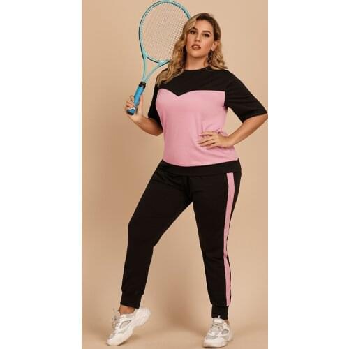 XL To 4XL Plus Size Tracksuits Women Clothing Sets O-neck Blouse + Stretch Waist Long Pencil Pants Two Piece Sports Suit TJR072