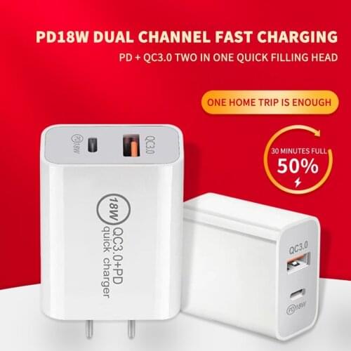 18W PD Type-C Fast Charger For Apple iPhone 12 11 Pro 8 Plus XR XS Max Samsung Huawei Xiaomi Power Phone Adapter US