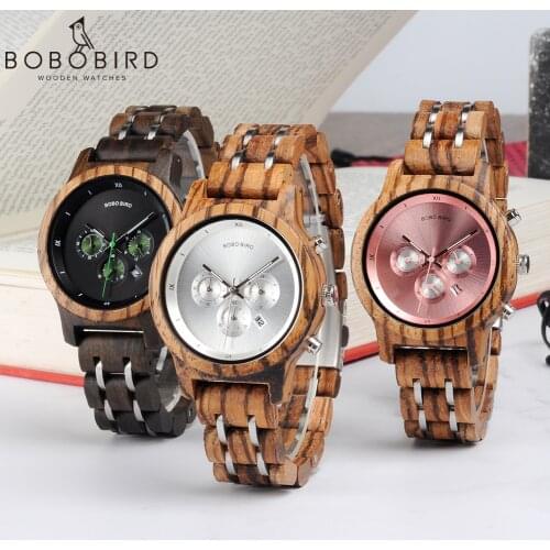 BOBO BIRD Women Wooden Watches Orologio da donna Luxury Wood Metal Strap Chronograph Date Ladies Quartz Watch Timepieces