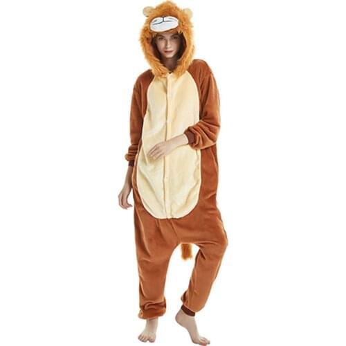 Lion Kigurumis Onesie Winter Pajamas Halloween Animal Outfit Unisex Flannel Warm Soft