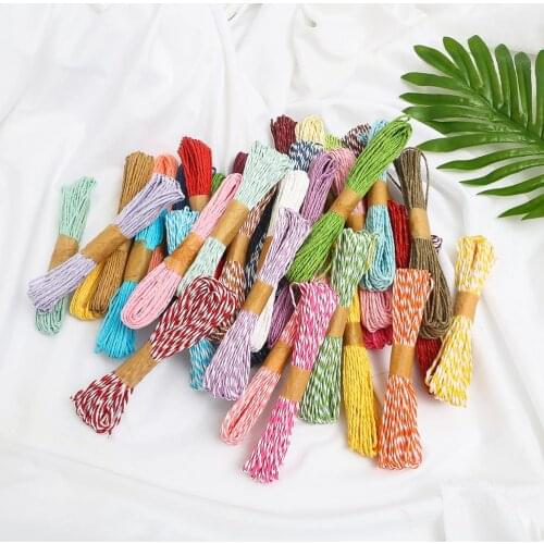 12pcs/set Double Color Paper Rope Twine String DIY Handmade Accessory Crafts Kindergarten Gift Box Packing Wedding Ribbons Decor